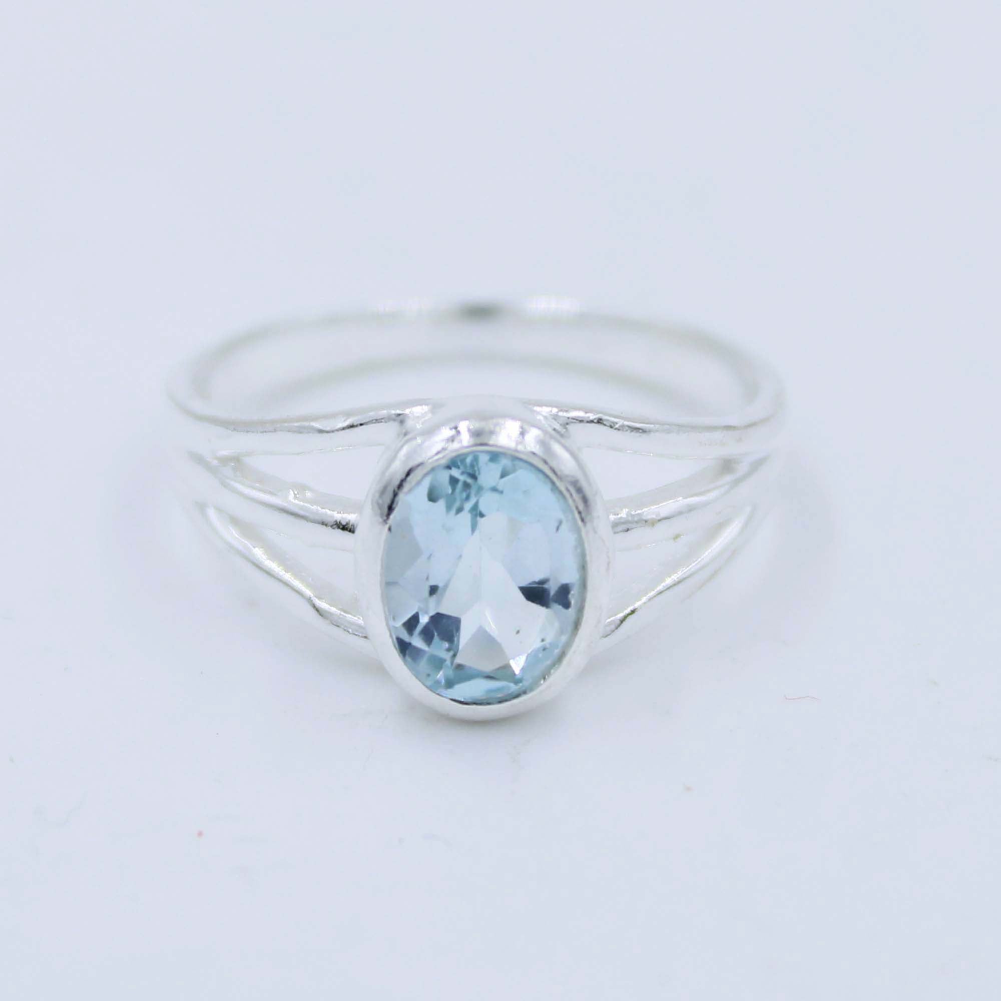 Natural Blue Topaz Silver Ring