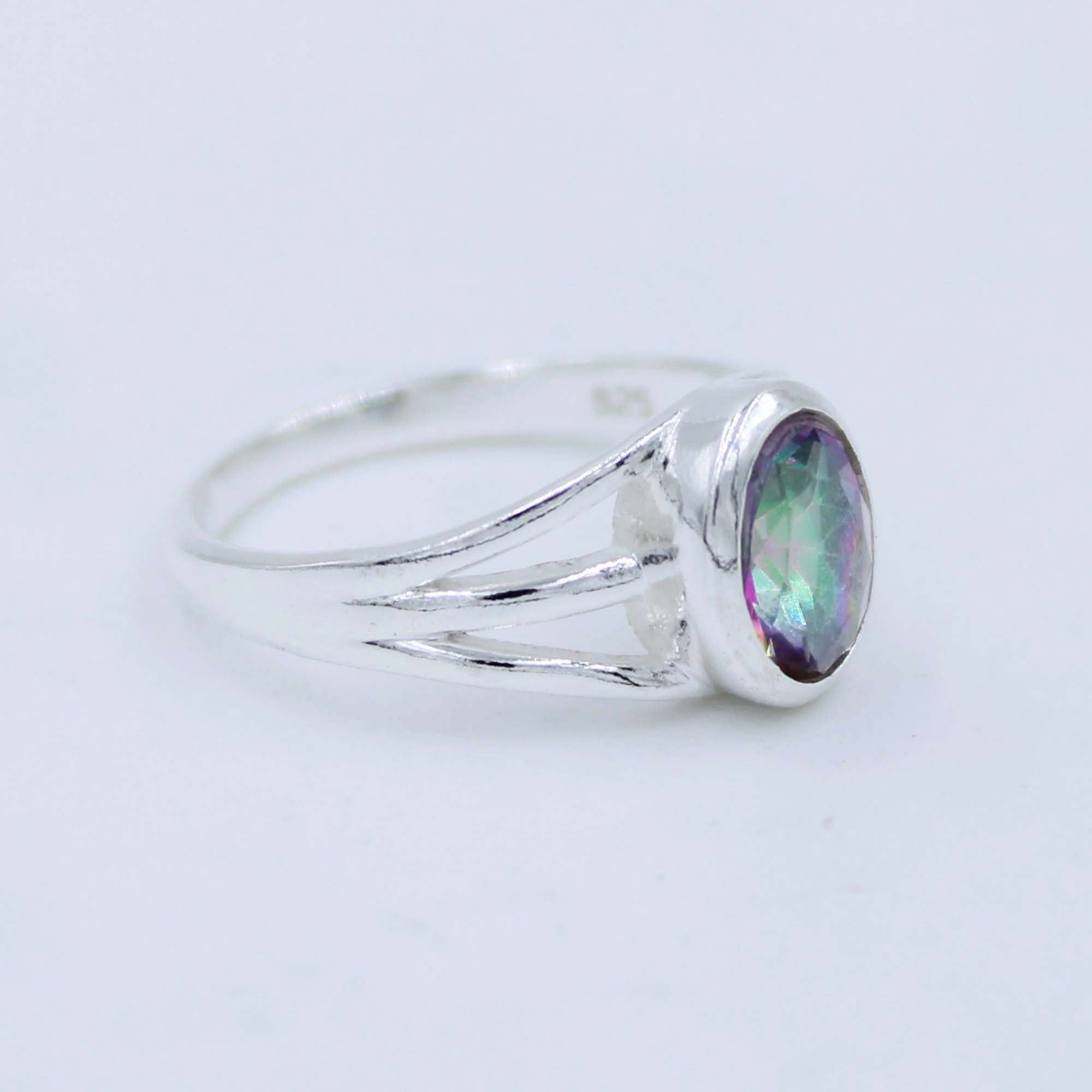 Mystic Quartz Gemstone 925 Silver Ring