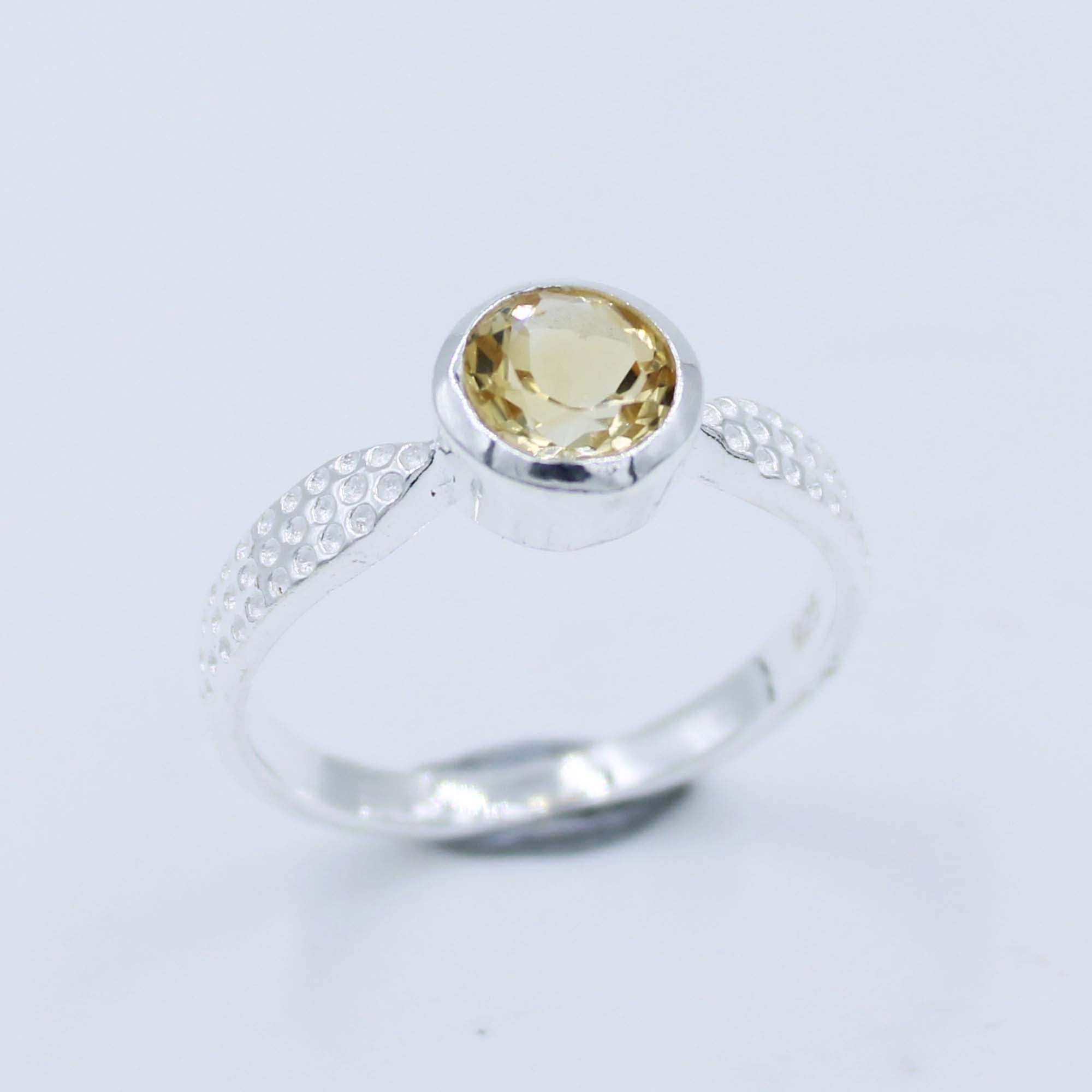 Natural Citrine Faceted 925 Silver Jewelry Ring