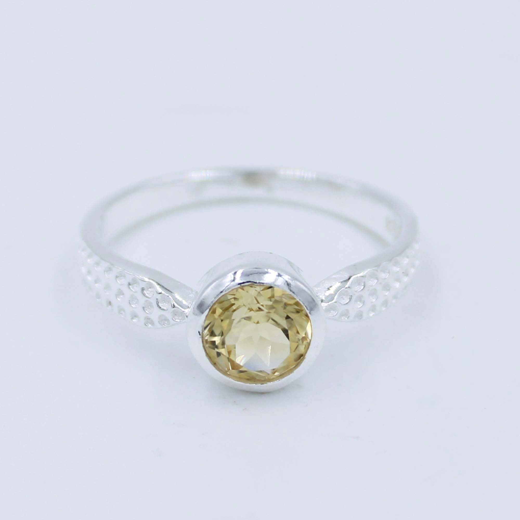 Natural Citrine Faceted 925 Silver Jewelry Ring