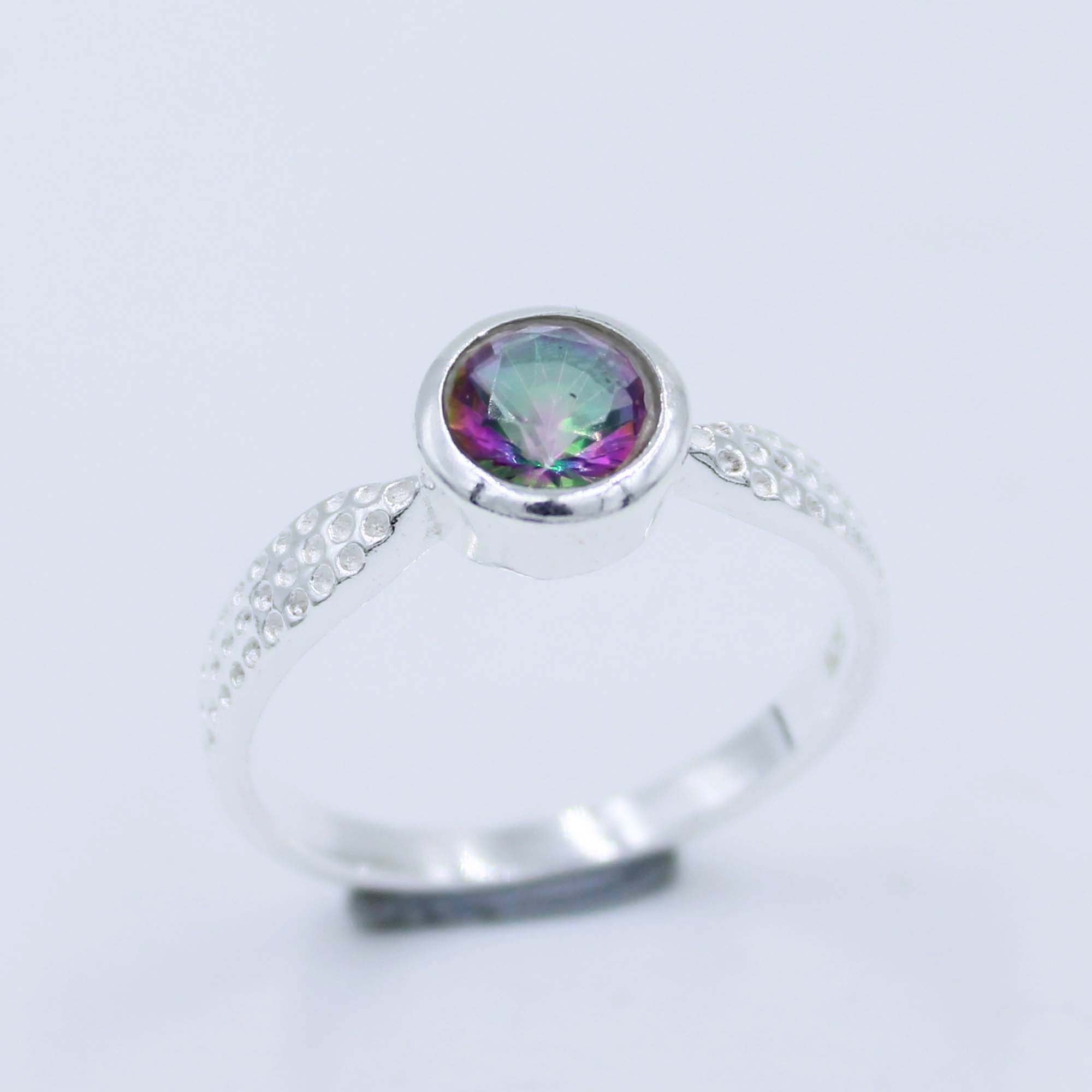 Natural Mystic Quartz Stone 925 Silver Handmade Ring