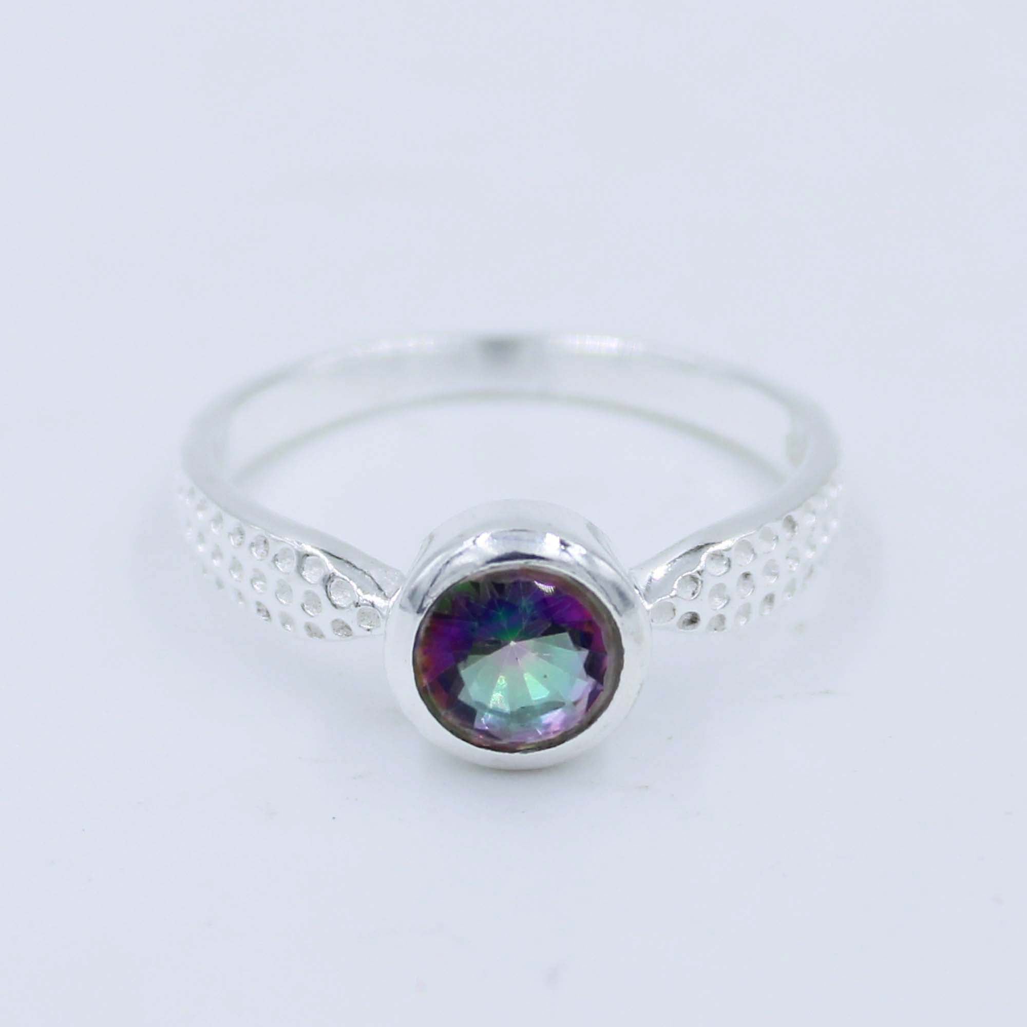 Natural Mystic Quartz Stone 925 Silver Handmade Ring