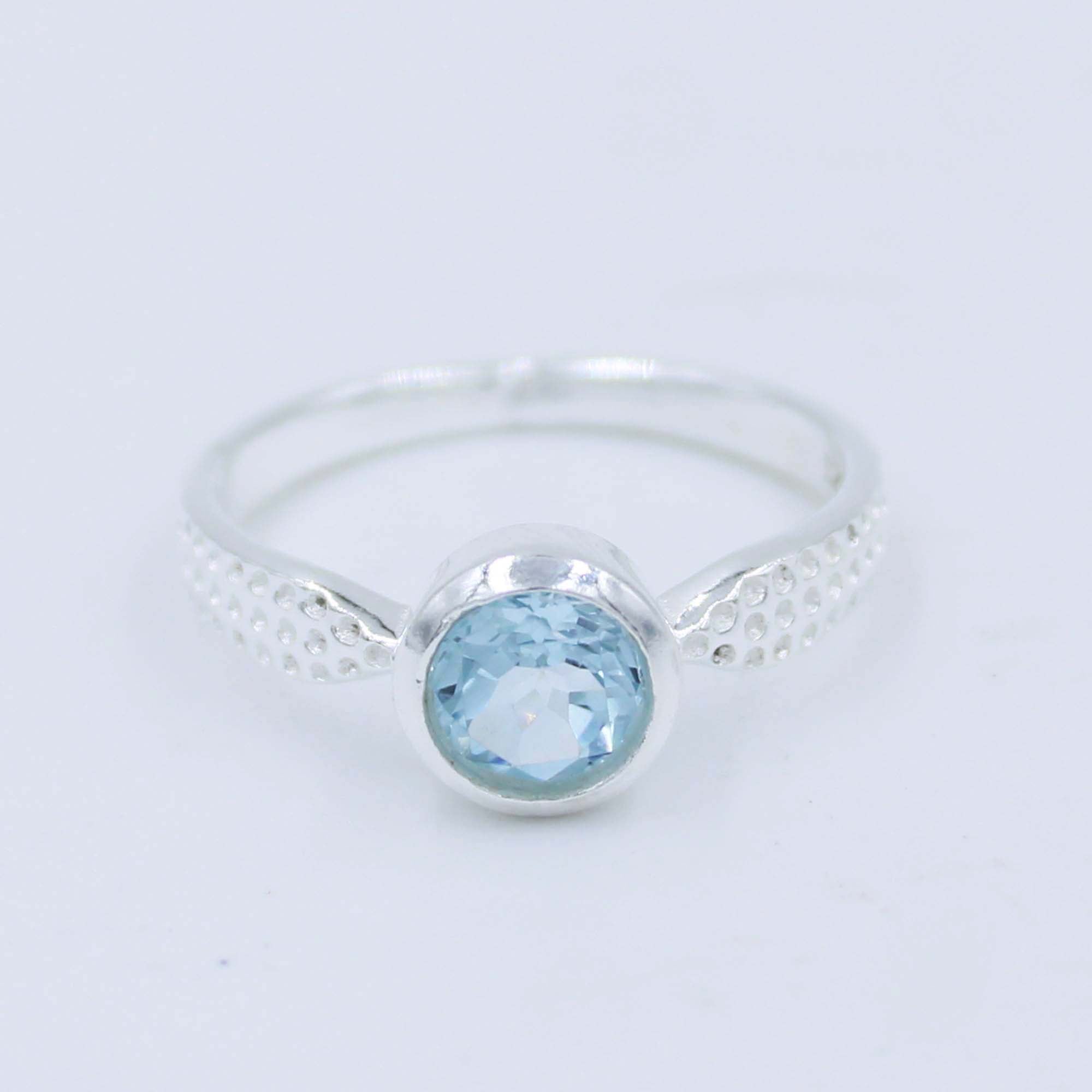 Blue Topaz Faceted 925 Silver Ring