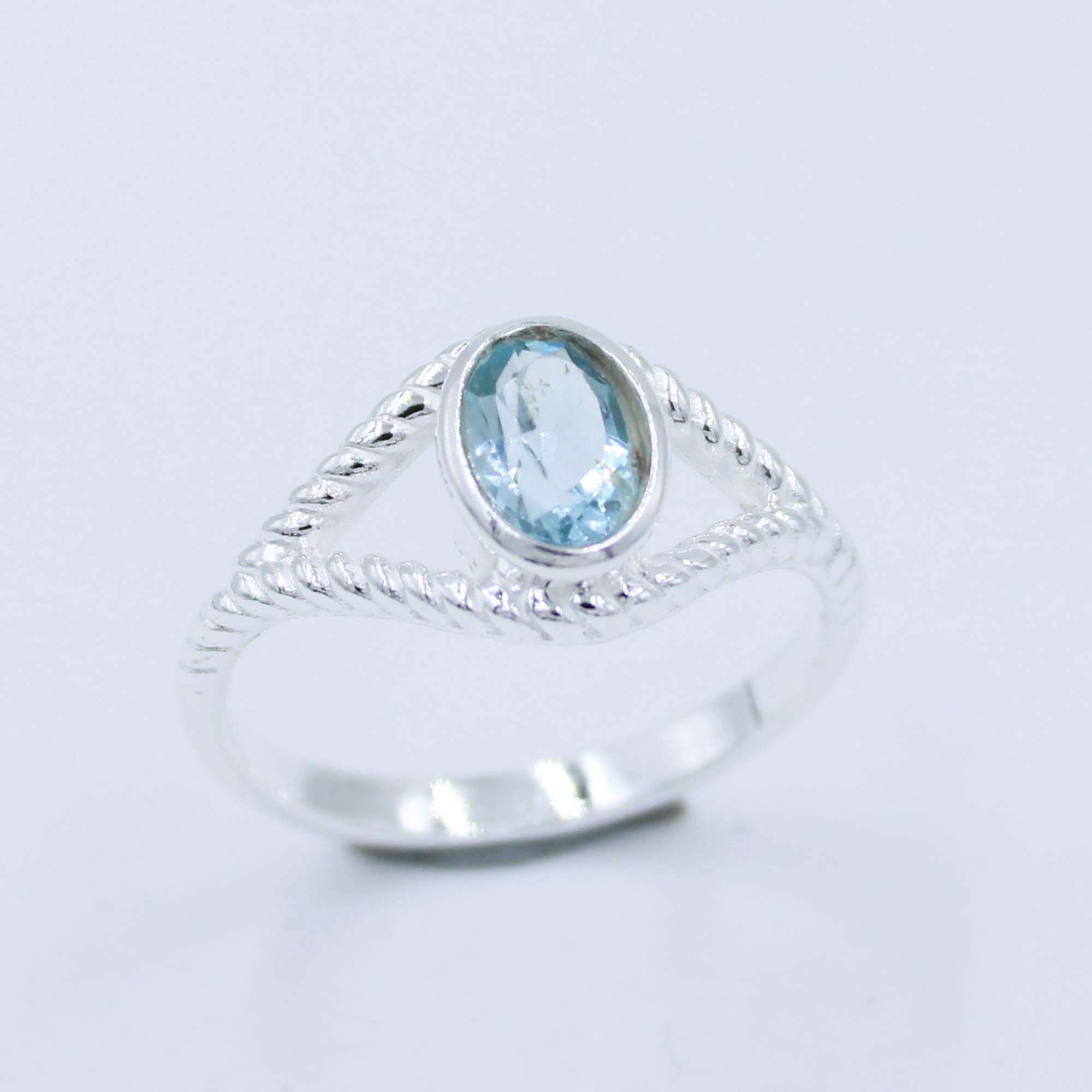 Blue Topaz Gemstone Ring 925 Silver Jewelry