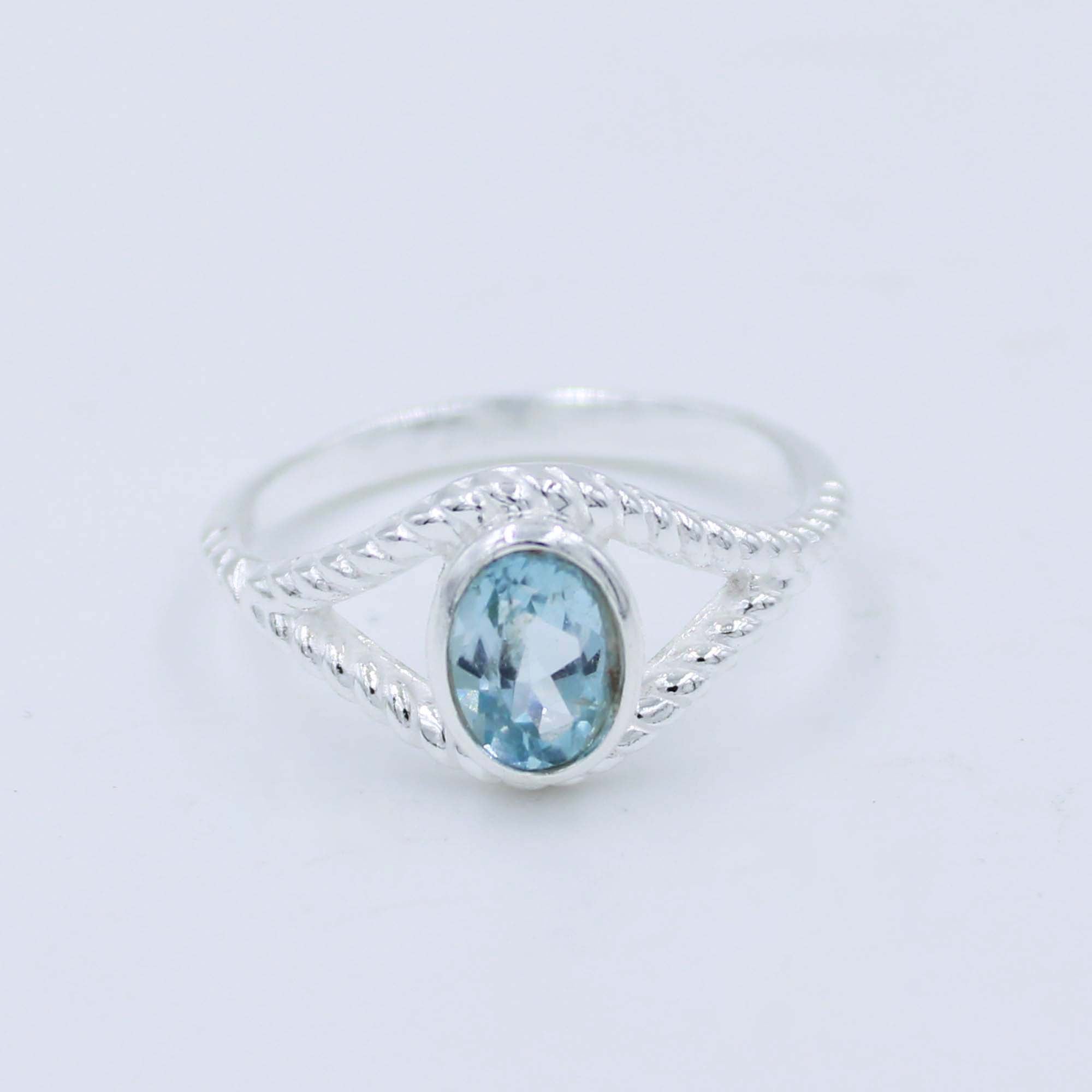 Blue Topaz Gemstone Ring 925 Silver Jewelry