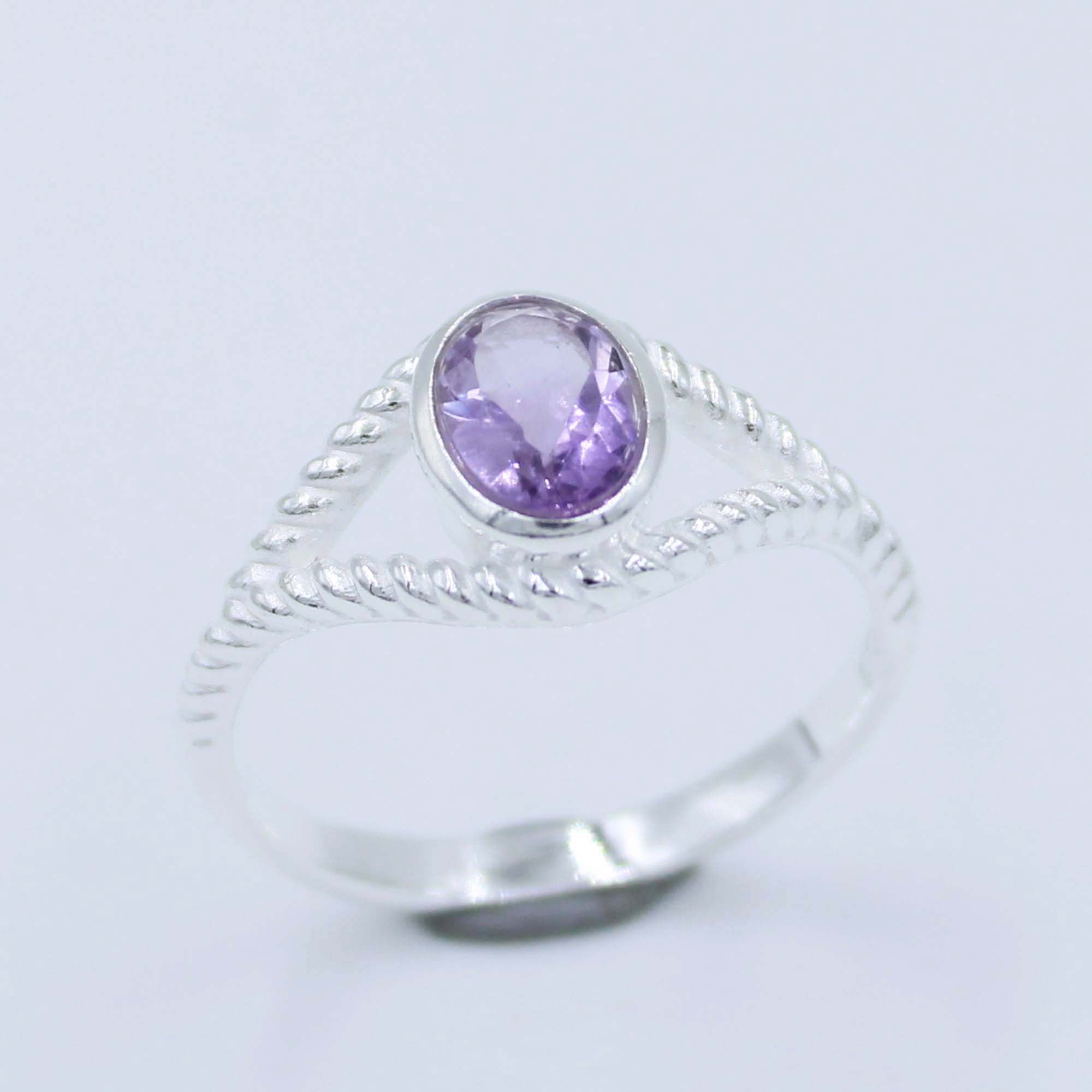 Natural Amethyst 925 Silver Women's Ring