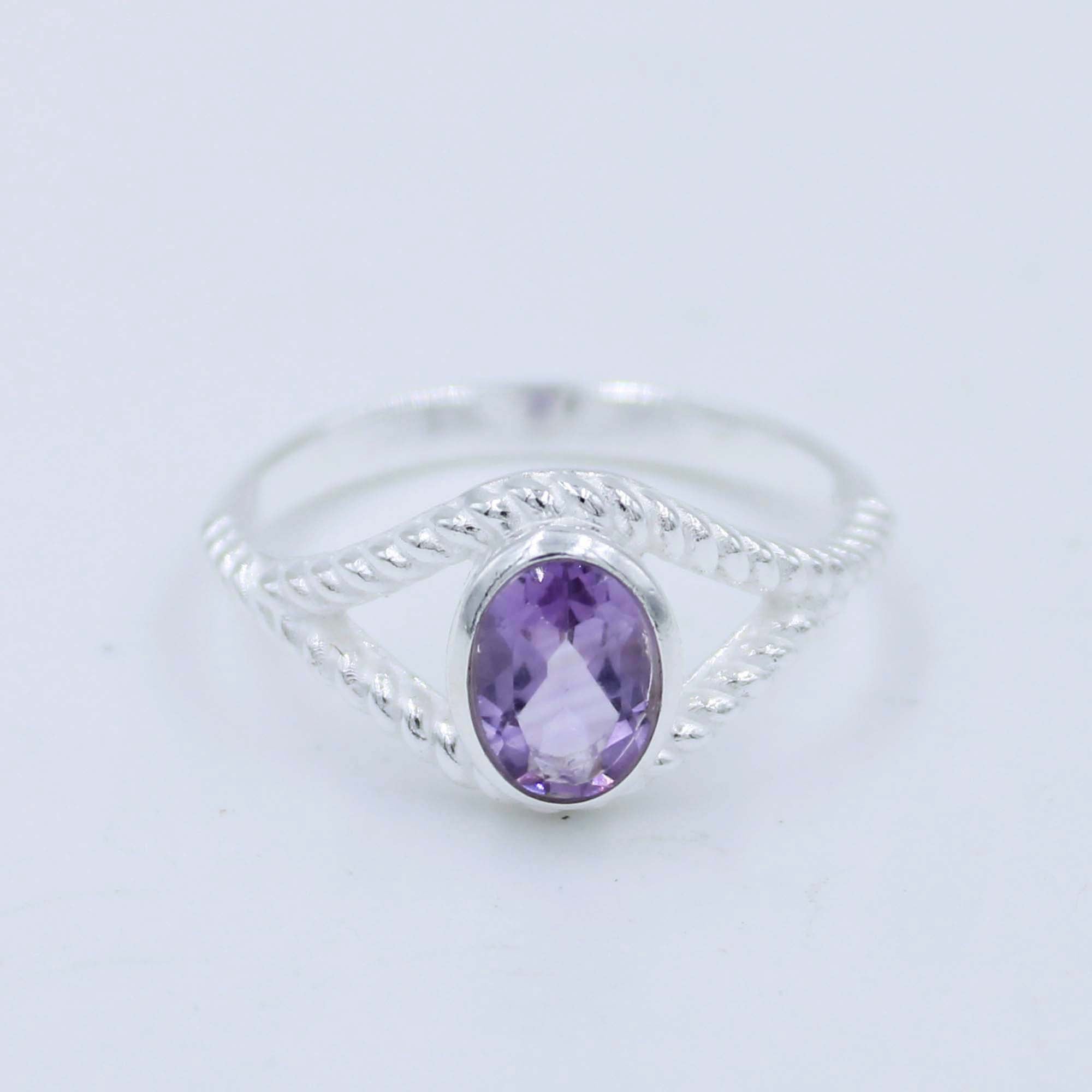 Natural Amethyst 925 Silver Women's Ring